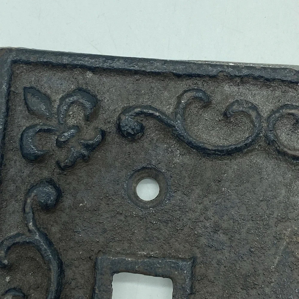 Wrought Iron Double Light Switch Plate Rustic Fleur De Lis Farmhouse Rustic